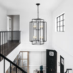 Modern 8-Light Geometric Pendant Chandelier with Adjustable Height - Chrome