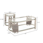 Modern Luxury Coffee Table and Side Table Set with Tempered Glass – Silver or Gold