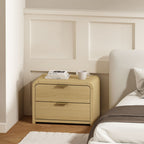 Modern Minimalist Solid Wood Nightstand with Two Drawers - Light Brown or Black