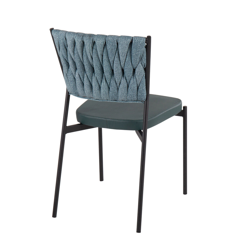 Braided Contemporary Chair Set with Padded Seat - Dark Gray or Blue