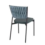 Braided Contemporary Chair Set with Padded Seat - Dark Gray or Blue