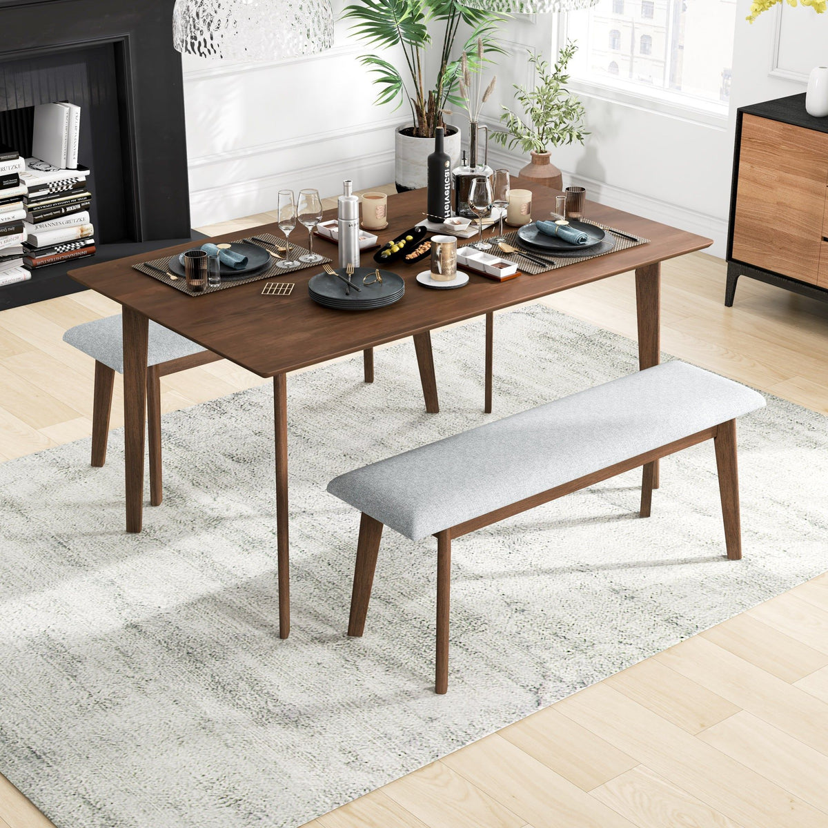 Carlos Upholstered Bench with High Density Foam Cushion - Gray