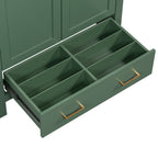 Green Bathroom Vanity with Single Undermount Sink and Storage - Solid Wood