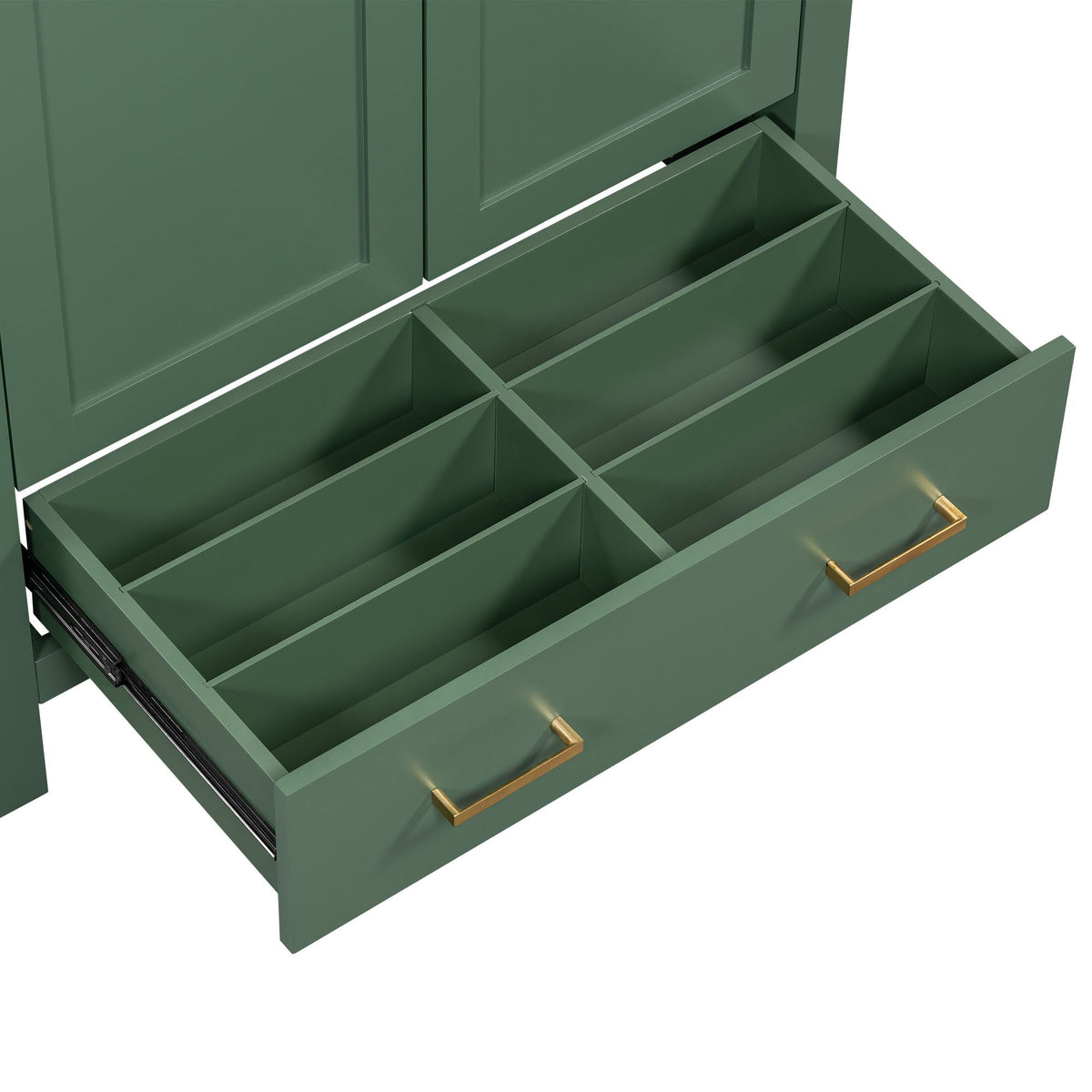 Green Bathroom Vanity with Single Undermount Sink and Storage - Solid Wood