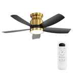 Flush Mount Ceiling Fan with LED Light and Remote Control - White or Black