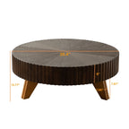 Round Retro Coffee Table with Solid Wood Legs