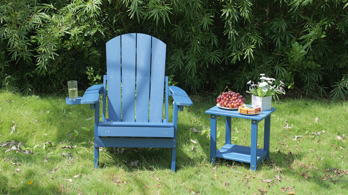 Outdoor Adjustable Lounge Chair with Built-in Cup Holder - Brown