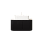 30" Floating Bathroom Vanity with Ceramic Basin & Storage - Black, Carrara White, White