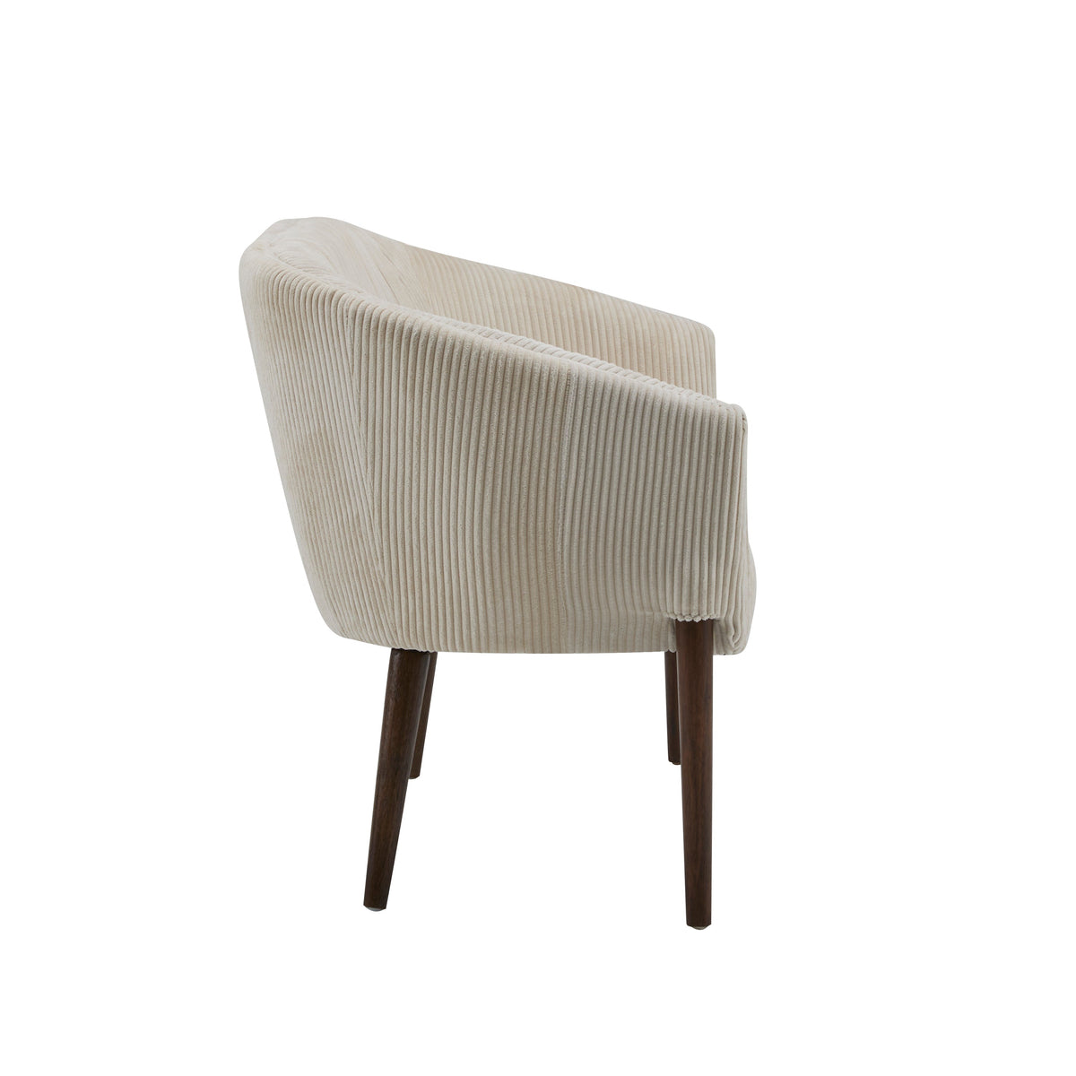 Corduroy Recessed Arm Loveseat with Channel Tufting - Beige & Walnut