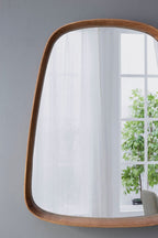 Irregular Wood Frame Wall Mirror with Curved Edges - Brown