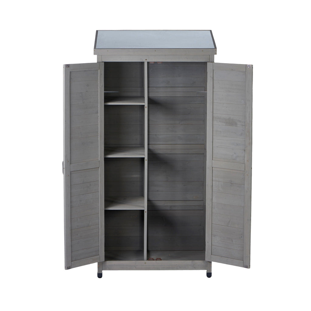 Outdoor Storage Shed with Vertical Tool Cabinet - Solid Wood, Dark Gray or Light Brown