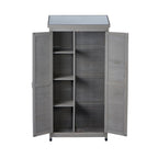 Outdoor Storage Shed with Vertical Tool Cabinet - Solid Wood, Dark Gray or Light Brown