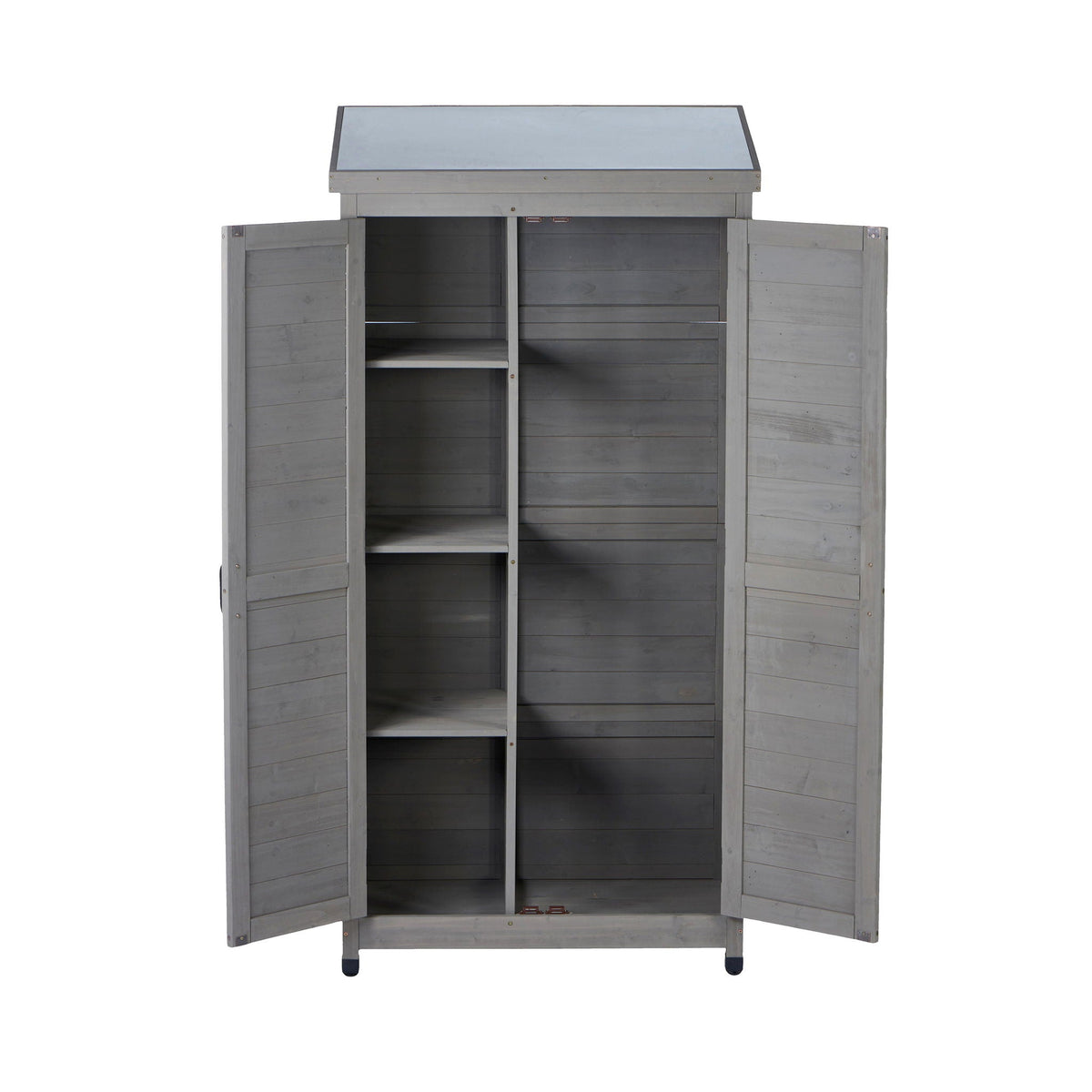 Outdoor Storage Shed with Vertical Tool Cabinet - Solid Wood, Dark Gray or Light Brown
