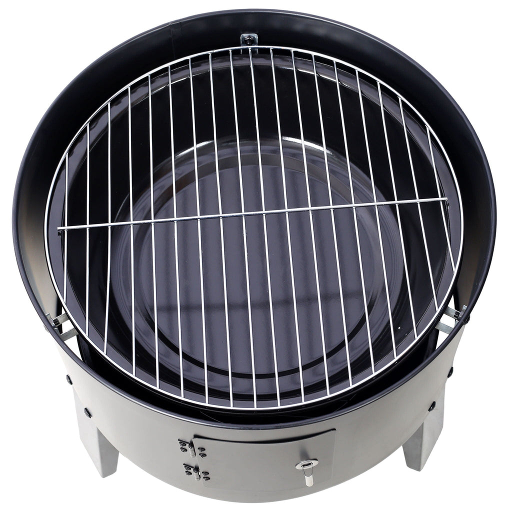 Portable Charcoal Smoker Grill with 3-in-1 Cooking Functionality - Black