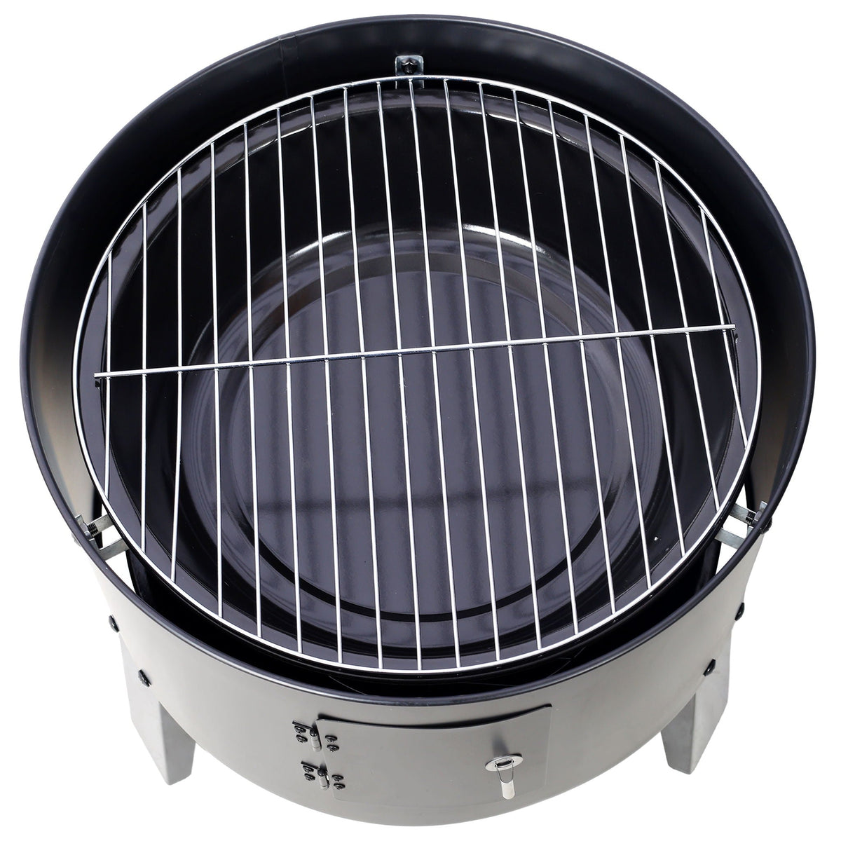 Portable Charcoal Smoker Grill with 3-in-1 Cooking Functionality - Black