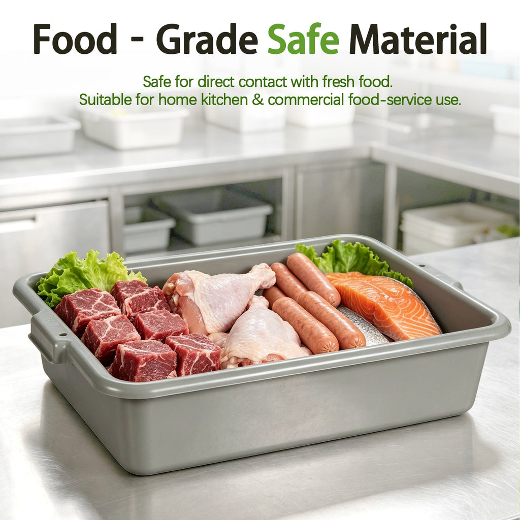 Commercial Meat Tubs with Lids 6-Pack - Food-Grade Plastic