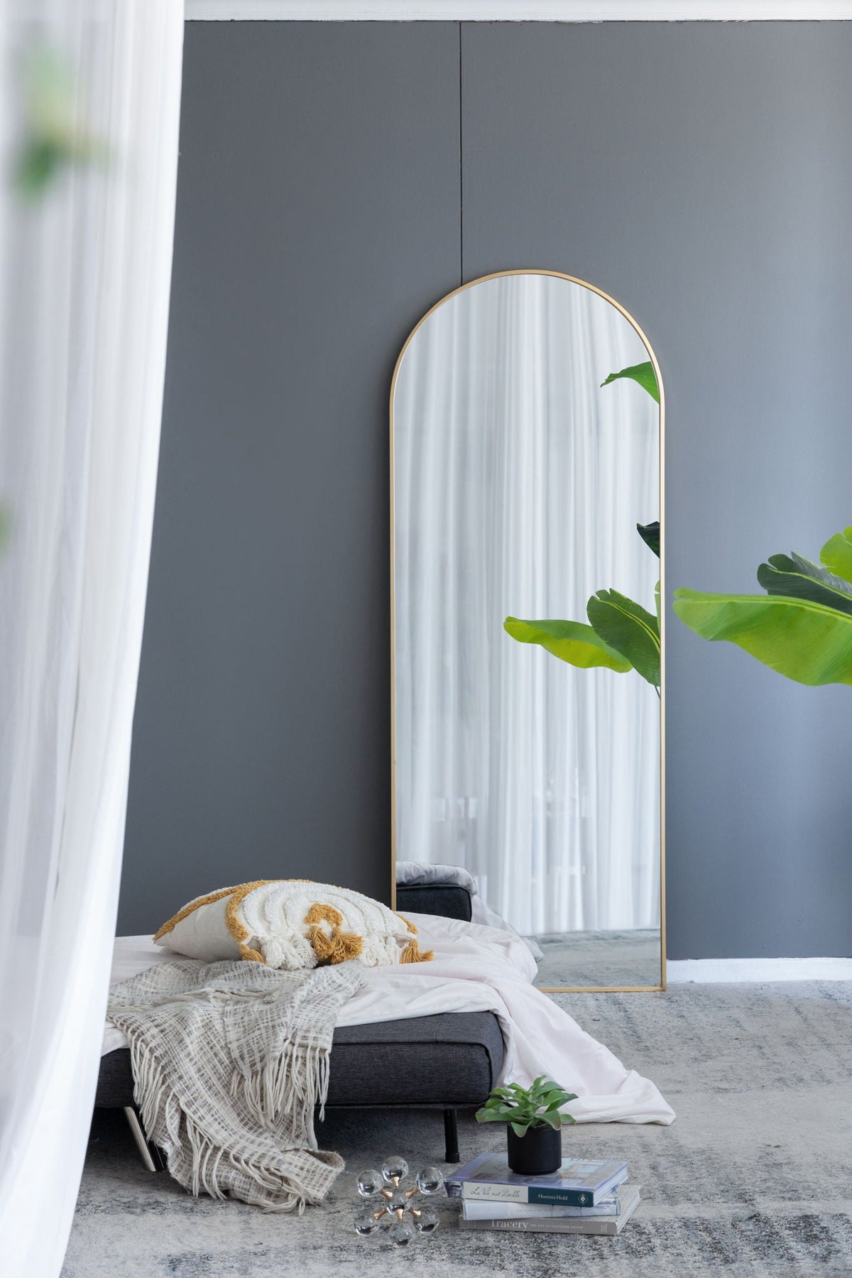Celine Arch Body Mirror with Slim Frame - Black or Gold