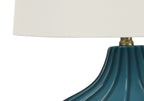 Blue Ceramic Transitional Table Lamp with 3-Way Switch - Blue