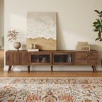 Doors TV Stand For TVs Up To 85" With Storage Cabinets - Natural