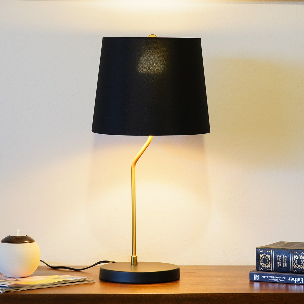 Black Desk Lamp for Bedside and Table Use with Ergonomic Lighting