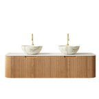 Dina 60" Bathroom Vanity with Sinks and Storage - Black, Carrara White, Stone White or Natural Wood, White
