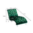 Velvet Button Tufted Chaise Lounge with Pillow - Multiple Colors