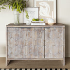 Farmhouse Style Wooden Sideboard with Adjustable Shelves - Light Brown