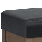 Milltown Large Ottoman Bench with Solid Wood Frame - Midnight Black