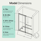 Frameless Double Sliding Soft-Close Shower Door – Matte Black
