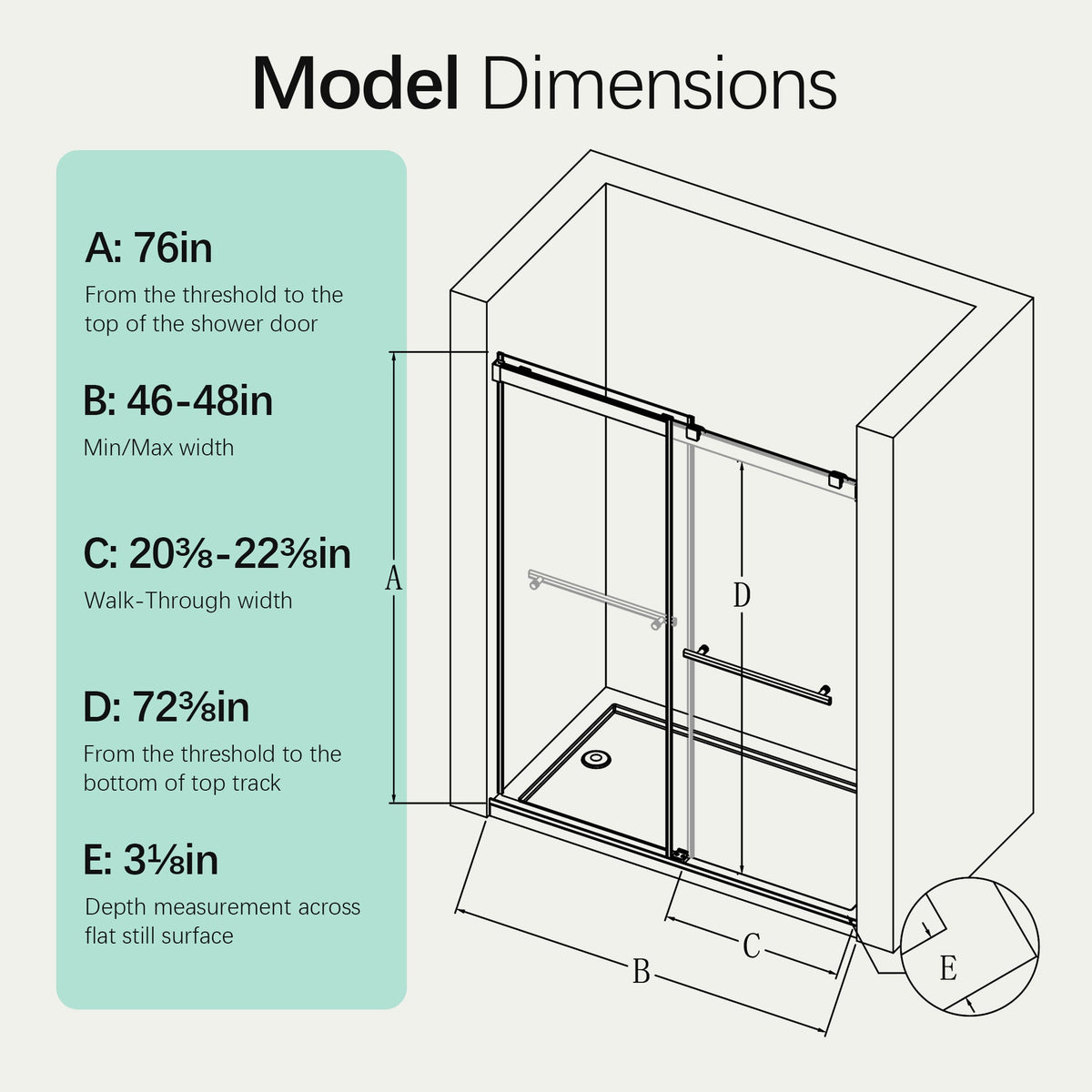 Frameless Double Sliding Soft-Close Shower Door – Matte Black