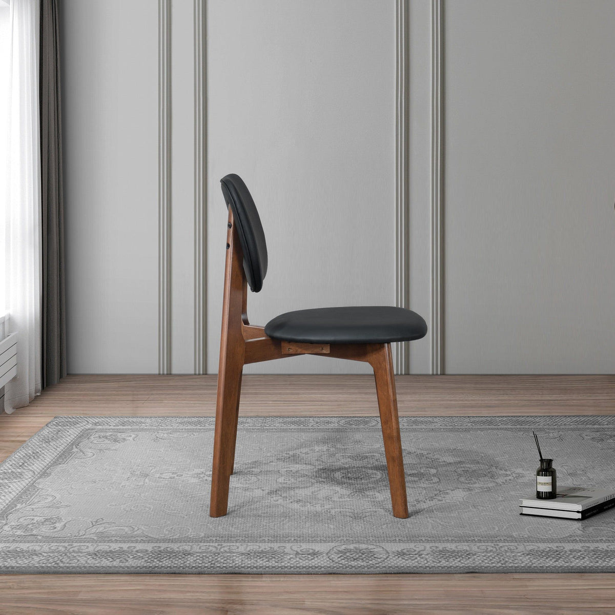 Kelsey Stylish Dining Chair Set of 2 with Solid Wood Construction - Black or Light Brown