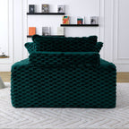 Green Comfort Bearing Stationary Sofa with 2 Pillows and 1 Backrest