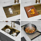 Stainless Steel Undermount Kitchen Sink with Workstation - Gold