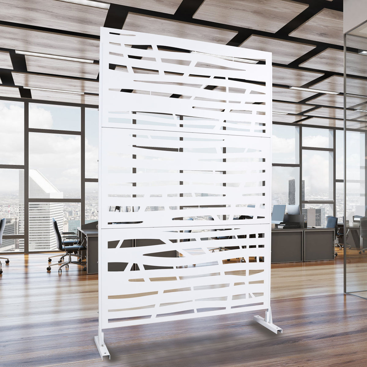 Metal Privacy Screen Room Divider with Durable Construction - Black, White, Dark Brown