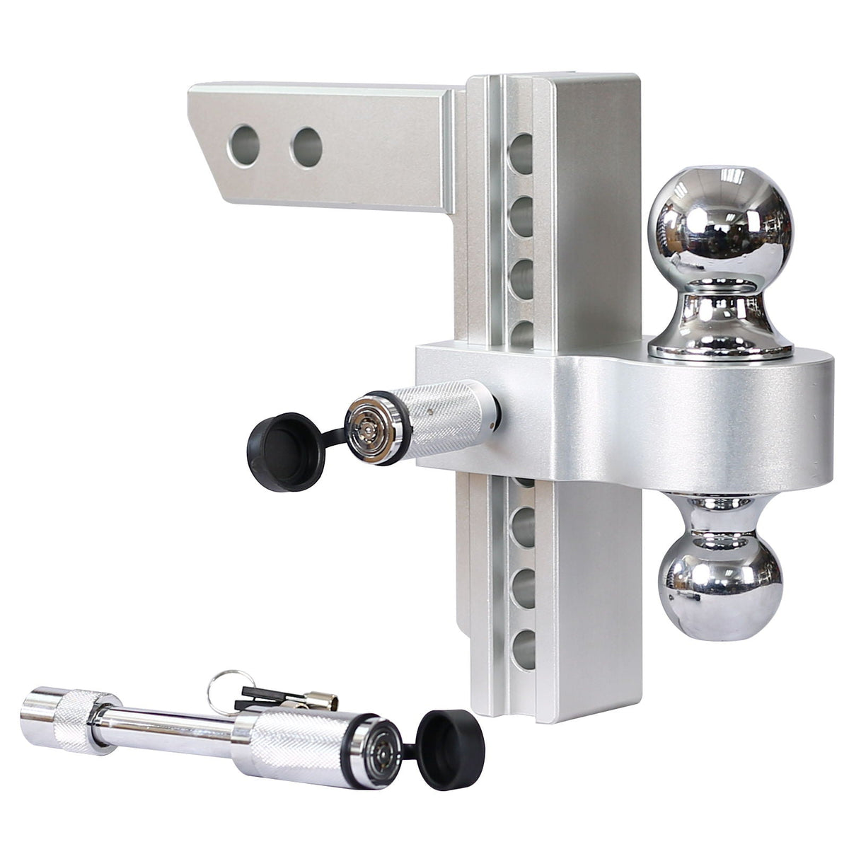 Aluminum Adjustable Trailer Drop Hitch with 8" Drop - Silver