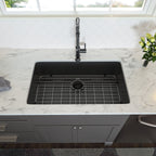 28" Undermount Kitchen Sink with 16 Gauge Steel - Gunmetal Black
