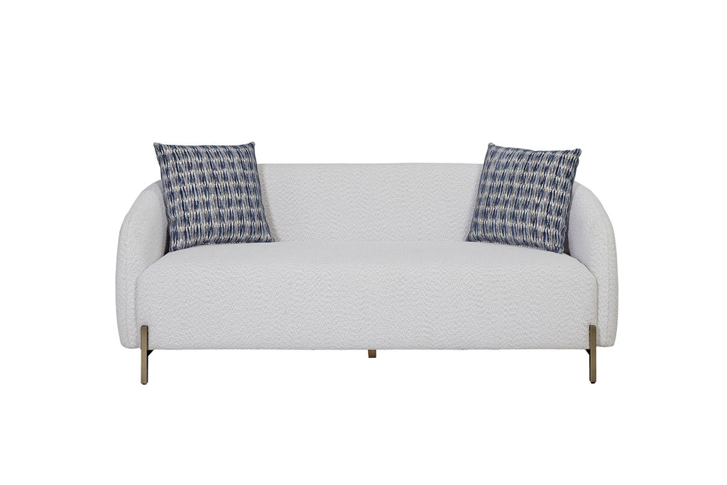 Rounded Sofa with Dacron-Wrapped Cushions and Sinuous Springs - White