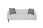 Rounded Sofa with Dacron-Wrapped Cushions and Sinuous Springs - White