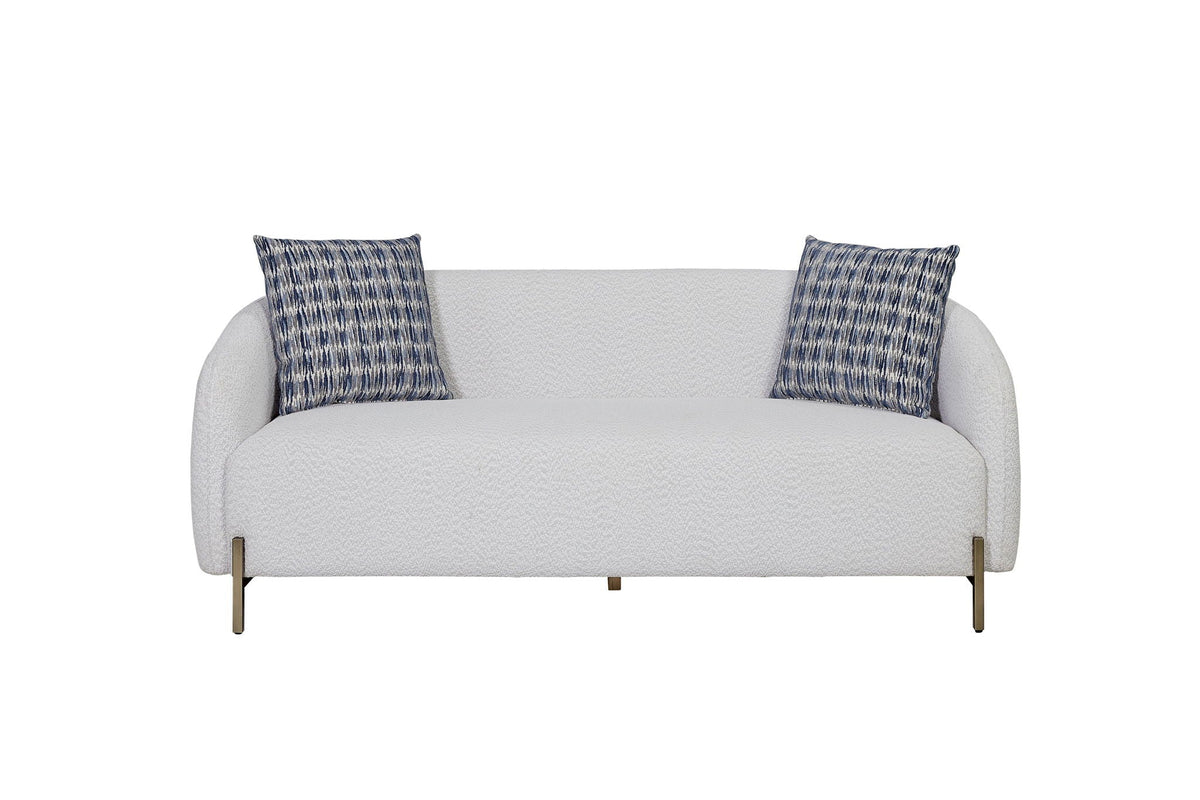 Rounded Sofa with Dacron-Wrapped Cushions and Sinuous Springs - White