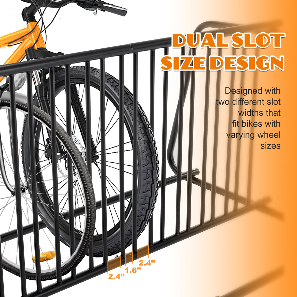 10-Bike Floor Rack with Double-Sided Storage - Metal