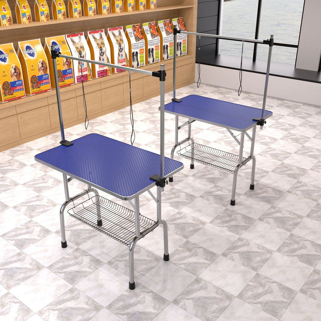 Large Heavy Duty Grooming Table for Pets with Adjustable Arm - Blue