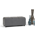 Avalon Upholstered Storage Ottoman with Flip-Over Serving Trays - Multiple Colors