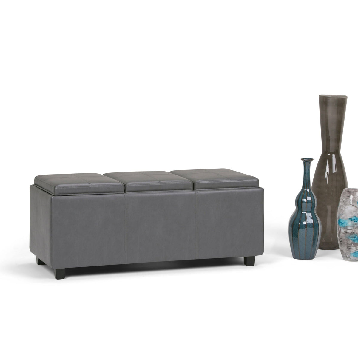 Avalon Upholstered Storage Ottoman with Flip-Over Serving Trays - Multiple Colors