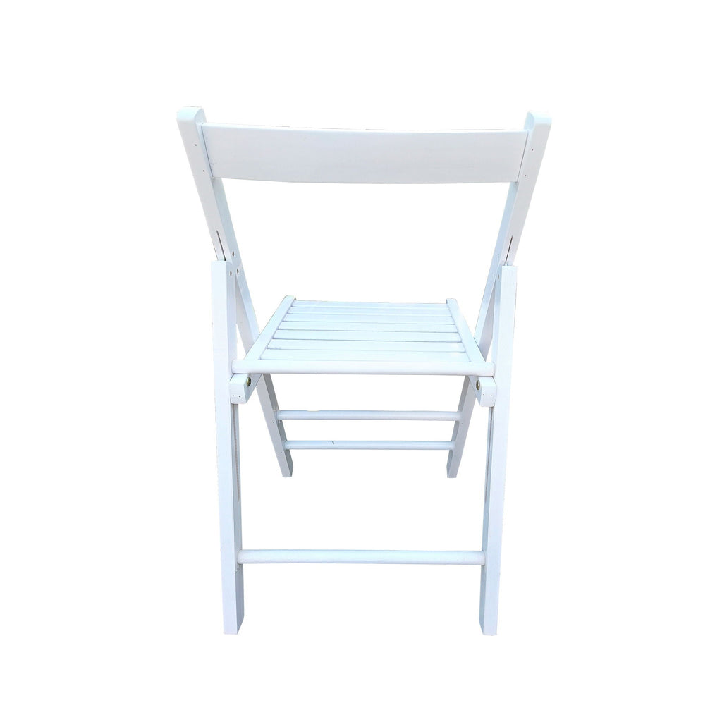 White Folding Chair Set with Foldable Design - Solid Wood