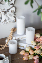LED Candles With Remote Timer - Set of 3, Paraffin Wax - White