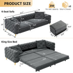 Convertible 3-in-1 Sleeper Sofa Set with Movable Ottoman - Multiple Colors