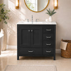 36" Black Bathroom Vanity With Ceramic Sink Combo