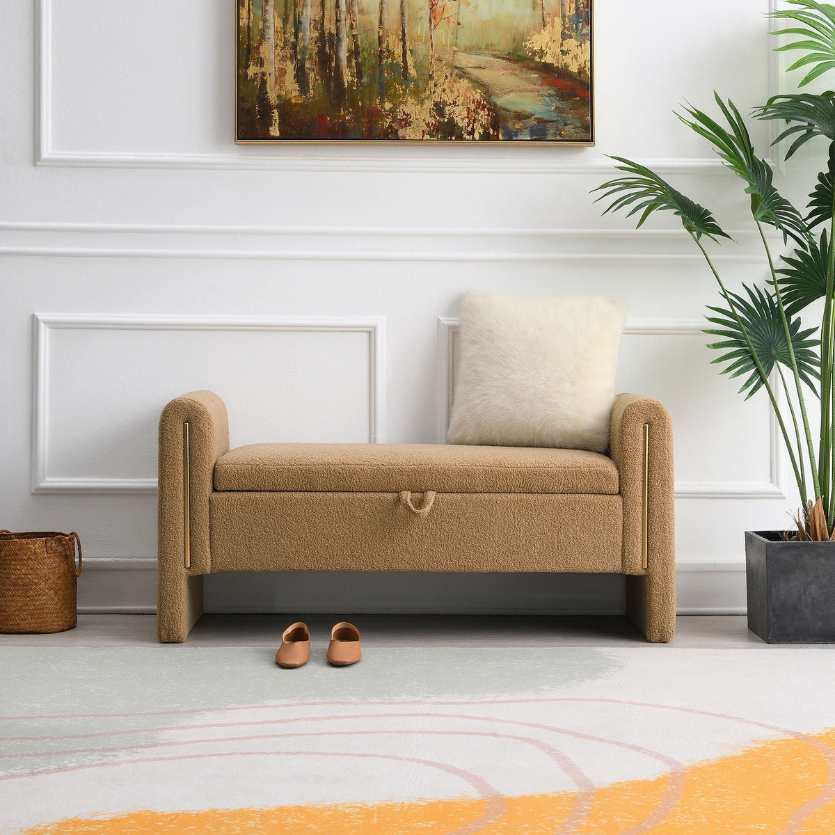 Modern Teddy Upholstered Bed End Bench with Storage - Multiple Colors