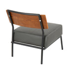 Contemporary Side Chair with Walnut Back and Faux Leather - Gray