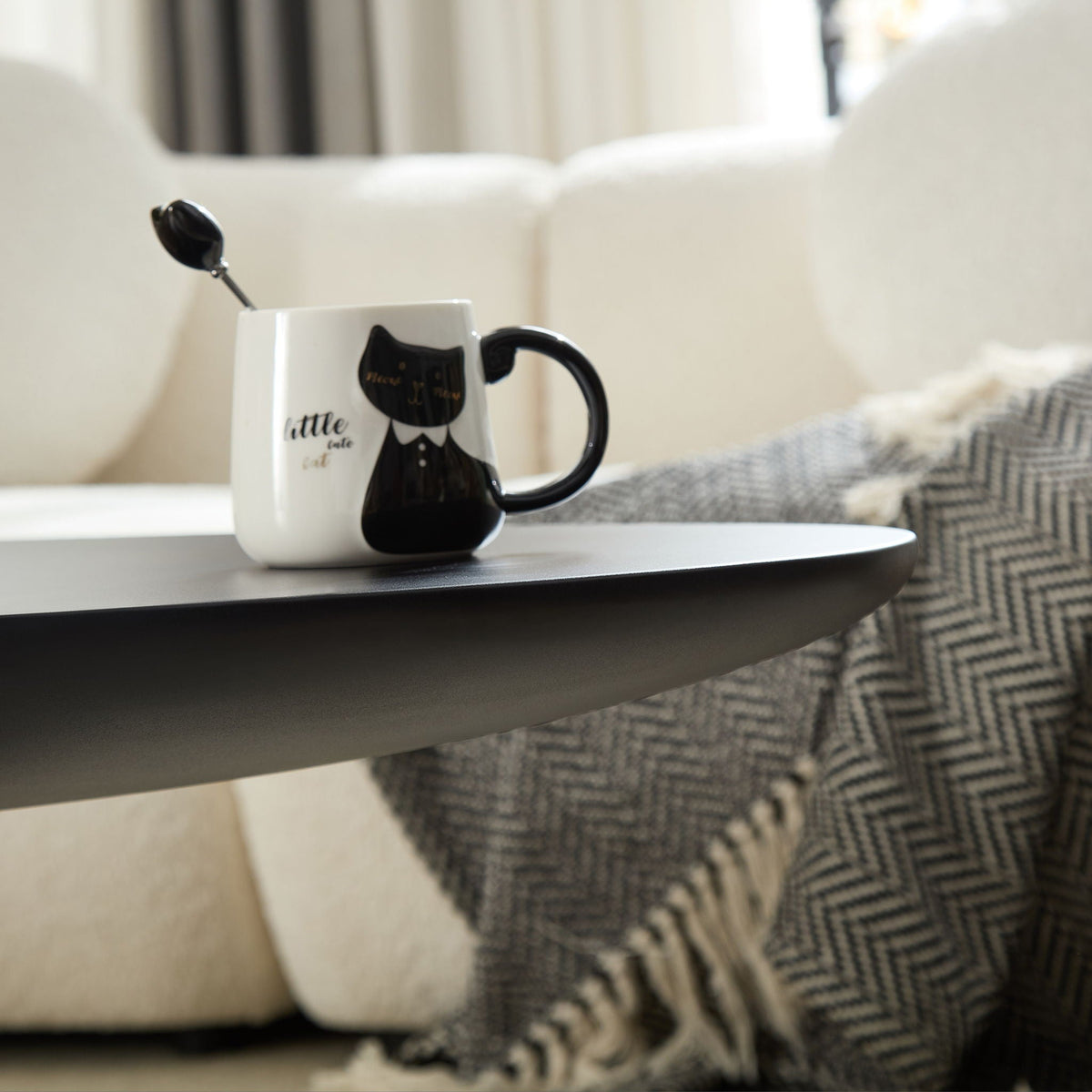 Lucky Stone Shaped Table with Sculptural Base – White, Black, or Gray
